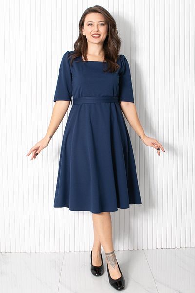 Fahima Βραδινό φόρεμα με λεπτομέρεια ζώνης Navy Blue Fhm904