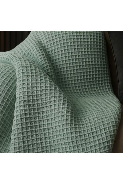 Rell Home Şal de canapea ecru texturat din bumbac 170x220 cm – Pătură TV cu franjuri şi husă decorativă pentru canapea