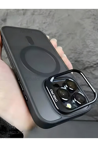 Fibaks غطاء حماية لهاتف iPhone 15 Pro مع حامل، مفاتيح معدنية غير لامعة من Mag...