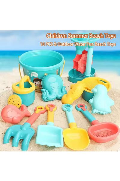 Choice 18pcs A Set Children Sand Toys 18pcs Summer Beach Game Sand Bucket Shovel Silicone Sandbox Outdoor W