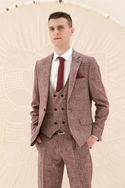 Modaviki Men's - Suit - Dress - 6 Drop - burgundy - Mdv102