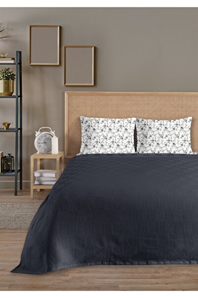 HomeBerry 100% Cotton Lidia Navy Blue Single Pique Set 160 X 230 cm