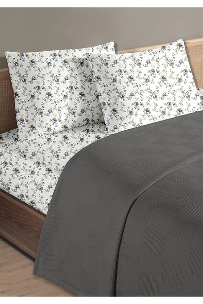 HomeBerry 100% Cotton Lidia Anthracite Double Pique Set 200 X 230 cm