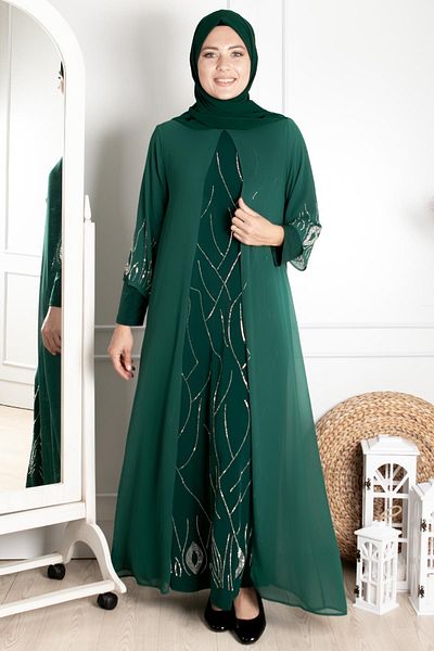 Fahima Irmak - Βραδινό Φόρεμα - Emerald - Fhm644