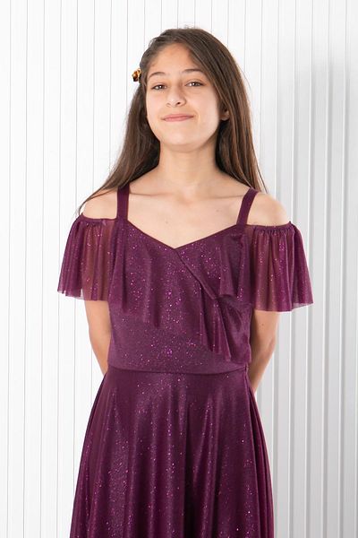 Modaviki Strappy Glitter Evening Dress Plum MDV938