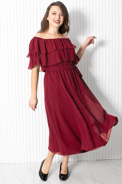 Fahima Karmen Collar Chiffon Evening Dress Plum FHM918