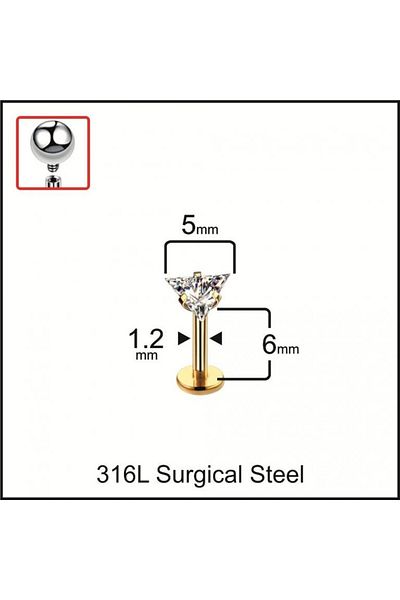 Rupen Kraft 316 L Surgical Steel Three-Point Zircon Stone Lip Helix Cartilage Tragus Piercing