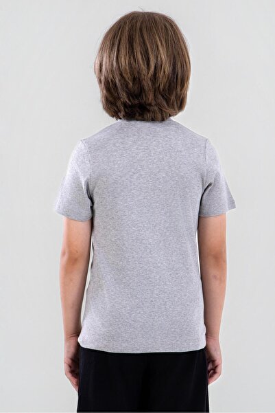 BAYKAR Boy's Cotton Crew Neck Flannel T-Shirt 3 Pack Gray Melange