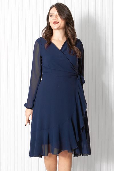 Fahima Βραδινό φόρεμα σιφόν με βολάν Navy Blue FHM914