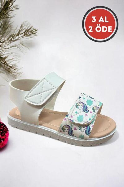 Ponchiq Velcro Printed Baby Girl Sandals