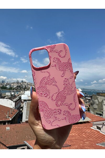 Mobildizayn iPhone 13 PRO Uyumlu Pembe Leopar Desenli Telefon Kılıfı