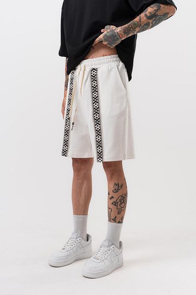 Respire Ανδρικό Ethnic Stripe Λεπτομερές σορτς Interlock Ecru