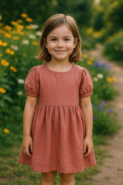 Hilal Akıncı Kids Cotton Linen Basic Dress