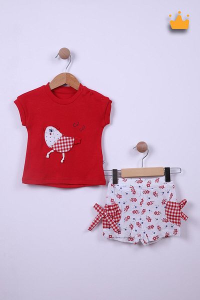 Babyhola 100% Cotton Chicken Shorts Set for Baby Girl and Child - 2318