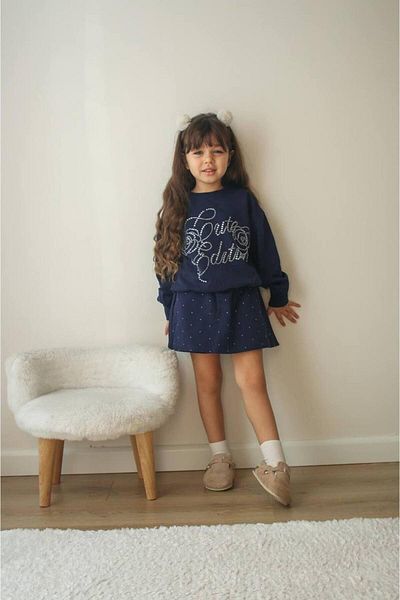 MİO Girl's Navy Blue Skirt Suit Navy Blue