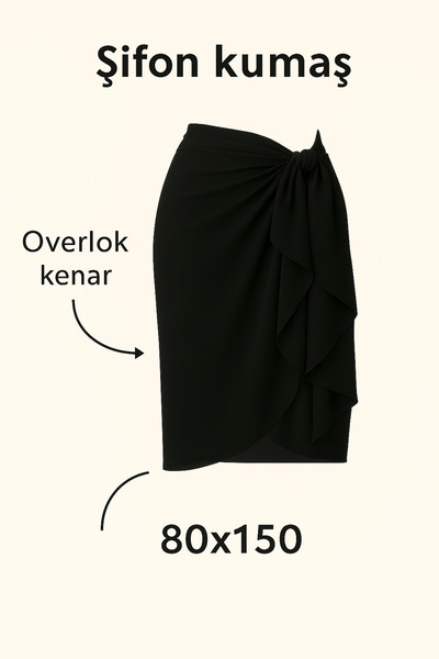 Paciqa Kahverengi Yazlık Şifon Plaj Pareosu 80x150 cm Nefes Alan İnce Kumaş