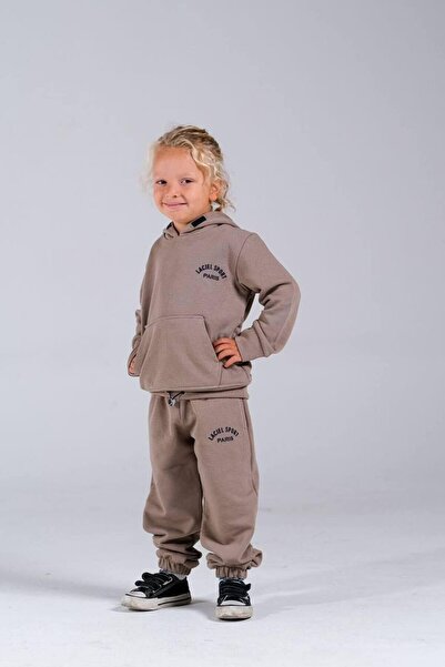 MİO Unisex Çocuk 3 Iplik Laciel Kapüşonlu Kahve Takım Kahverengi