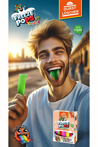 MYSTERY DURST LÖSCHER FREEZE POPS TROPICAL RENKLİ DİL BOYAYAN VEGAN MEYBUZLAR - 10'LU