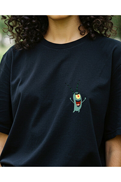 Ebiidesign Sünger Bob Plankton Sheldon Tasarımlı Baskılı T-Shirt