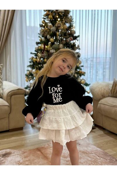 MİO Girl's Hooded Skirt Suit Black