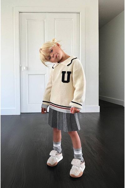 MİO Girl's Knitwear Skirt Suit Gray