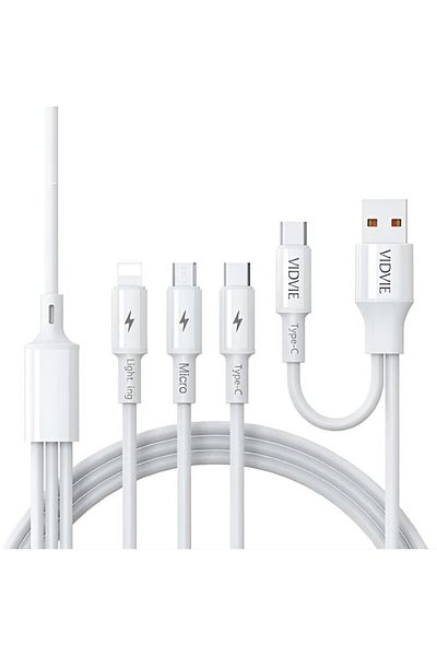 Vidvie 3-in-1 Multi Charging Cable (2M) – USB to Lightning, Type-C & Micro USB Connectors