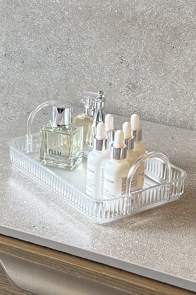 UNIQUE ME Organizator de machiaj - Organizator de accesorii cosmetice Diamond Transparent (POLICARBONAT DURABLE)
