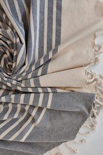 Sevim 100% Cotton Sunbed Towel-Beach & Pool Towel - Beach Cover 80X190 Cm-Anthracite Peshtemal