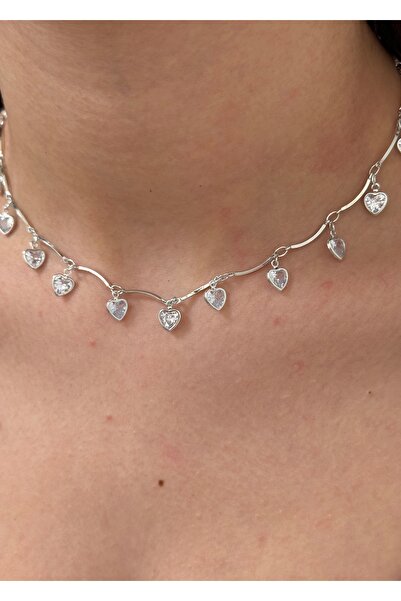 KİLİGİSTANBUL Zircon Stone Heart Necklace 40 cm