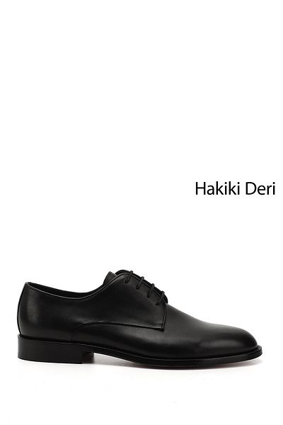 GÖNDERİ(R) Men's Black Laced Leather Sole Genuine Leather Classic Shoes