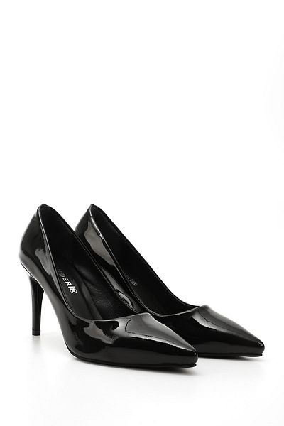 GÖNDERİ(R) Women / Girls Black Patent Leather Pointed Toe Thin Heels Genuine Leather Stiletto