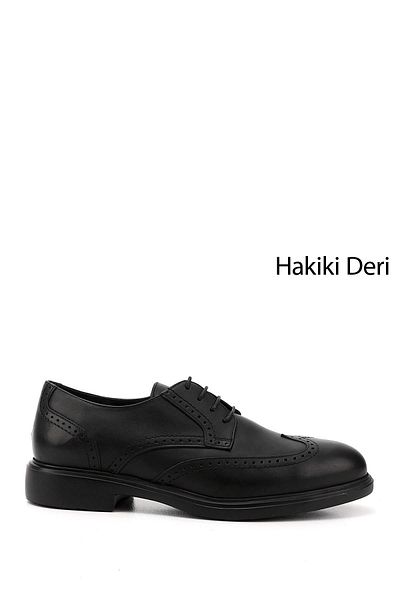 GÖNDERİ(R) Men's Black Lace-Up Genuine Leather Classic Oxford Shoes