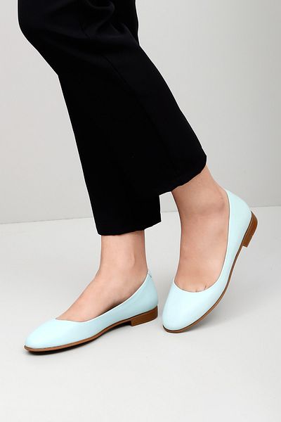 GÖNDERİ(R) Women's Aqua Green Genuine Leather Ballerinas