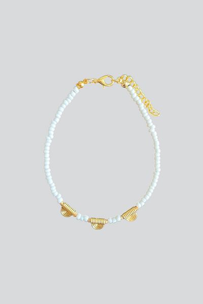 stravis Gold Textured Beaded Anklet
