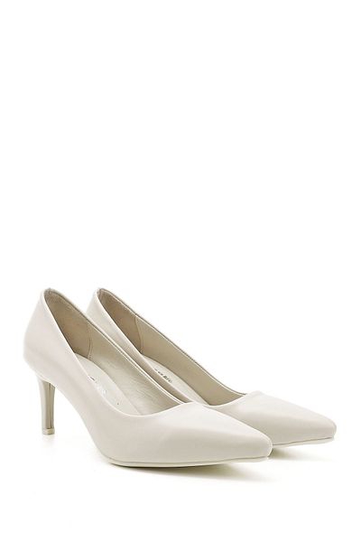 GÖNDERİ(R) Women / Girls Beige Pointed Toe Thin Heeled Genuine Leather Stiletto