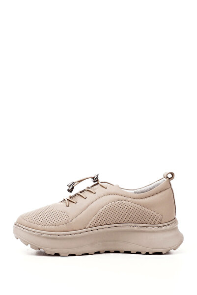 GÖNDERİ(R) Women's Nude Rubber Laced Comfort Genuine Leather Sneaker