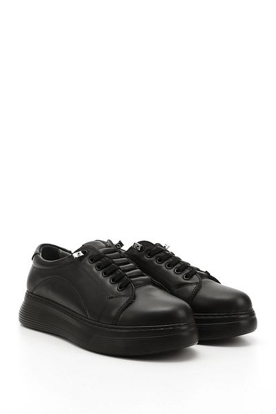 GÖNDERİ(R) Women / Girls Charcoal Rubber Laced Comfort Genuine Leather Sneaker