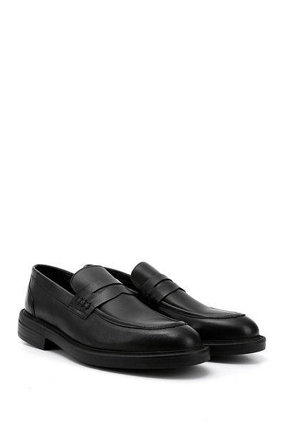 GÖNDERİ(R) Men's Black Genuine Leather Loafer Shoes