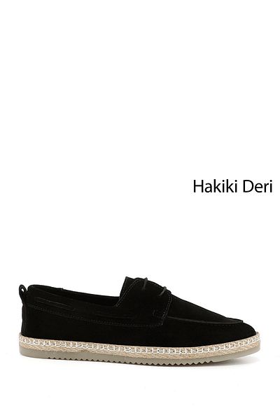 GÖNDERİ(R) Men's Black Suede Lace-Up Thermo Sole Genuine Leather Shoes