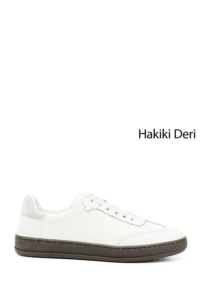 GÖNDERİ(R) Tenis alb din piele naturală cu șireturi pentru femei/fete