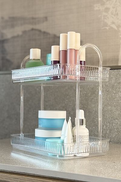 UNIQUE ME Organizator de machiaj cu 2 niveluri Accesoriu cosmetic Diamond Doğantı (poliacril durabil)