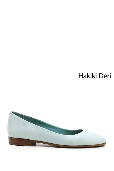 GÖNDERİ(R) Women's Aqua Green Genuine Leather Ballerinas