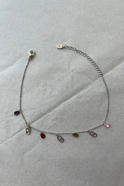 stravis Silver Color Charm Anklet