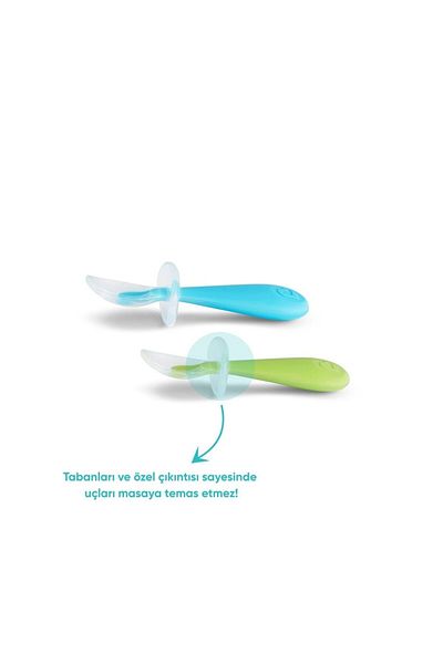 Munchkin Soft Nutrition Practice Spoons, 9 Months, Green/Blue, 2 Pieces