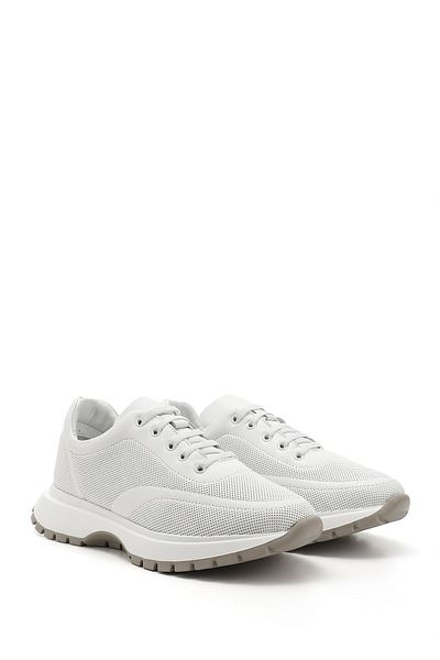 GÖNDERİ(R) Tenis din piele naturală cu șireturi din cauciuc alb pentru femei/fete