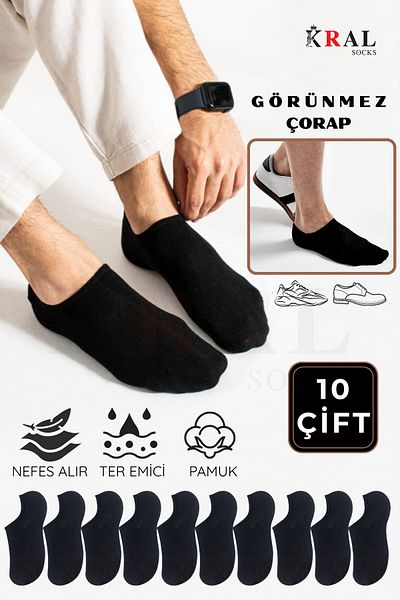 KRAL SOCKS Мъжки и дамски памучни летни чорапи против изпотяване - Комплект от 10 бр