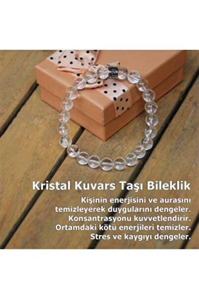OSMANLI DEĞERLİ TAŞ Sertifikalı Kristal Kuvars Taşı Doğaltaş Bileklik 8 Mm Cam B131