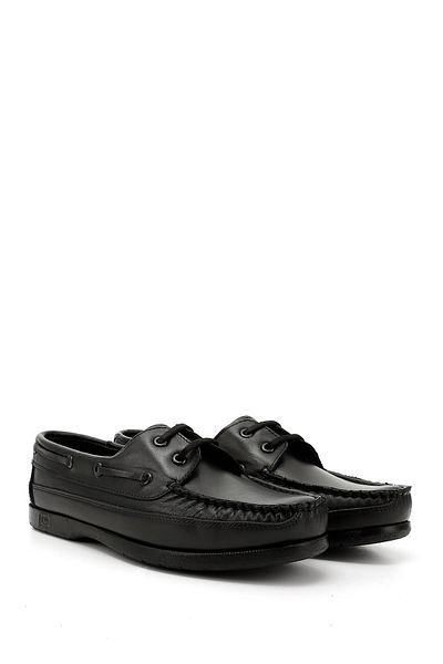 GÖNDERİ(R) Black Gön Genuine Leather Lace-Up Men's Casual Shoes 26490