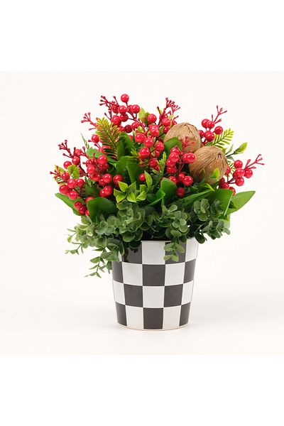 TASARIMHMODA Red Checkered Cocked Vase