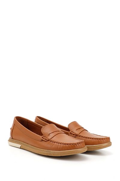 GÖNDERİ(R) Women / Girls Tan Antique Rok Genuine Leather Comfort Loafer